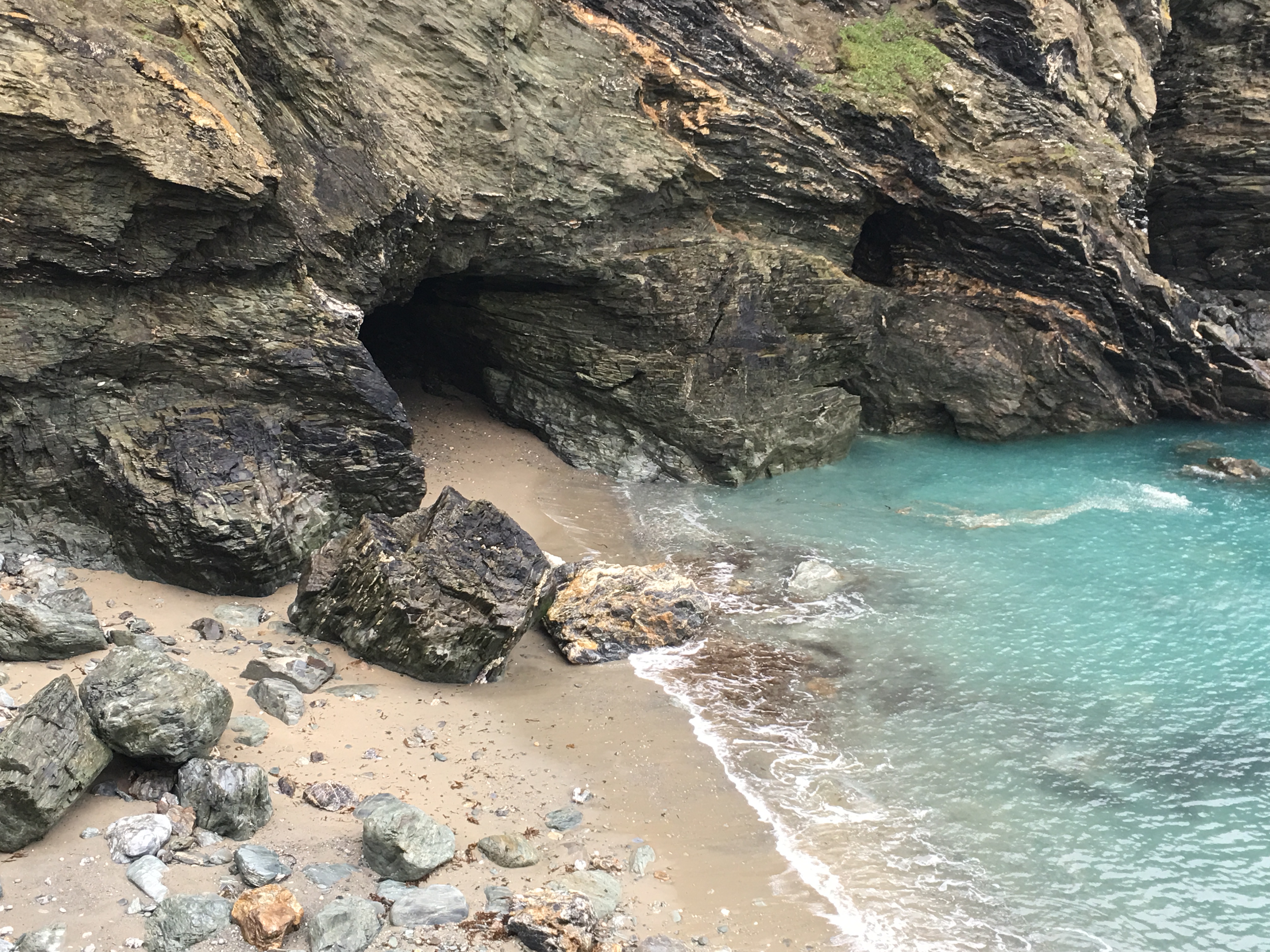 Entry to Merlin's Cave. A sea cave on the Atlantic ocean.