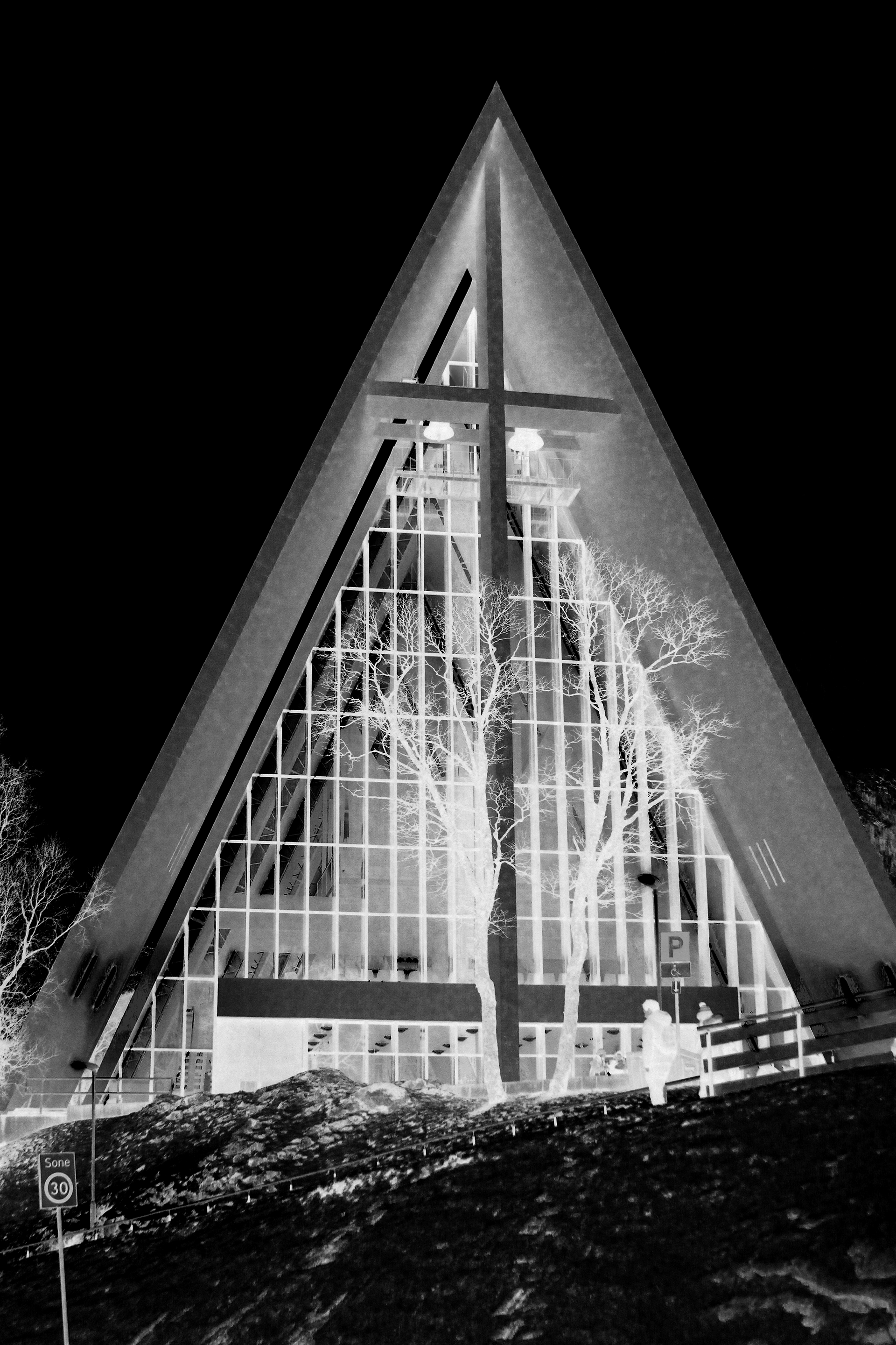 Arctic Cathedral in Tromso, Norway at night