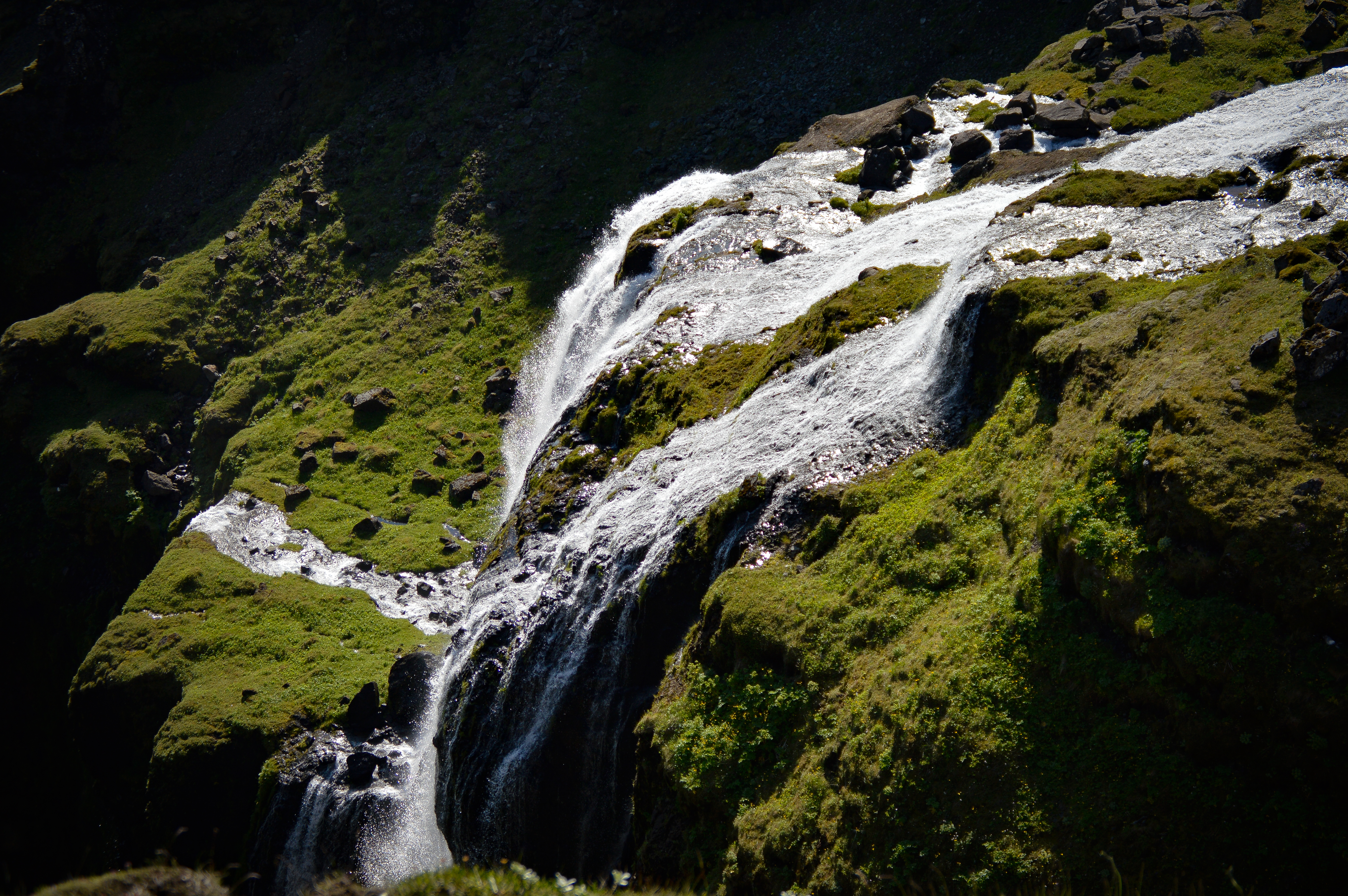 Waterfall and moss in the northern landscapes