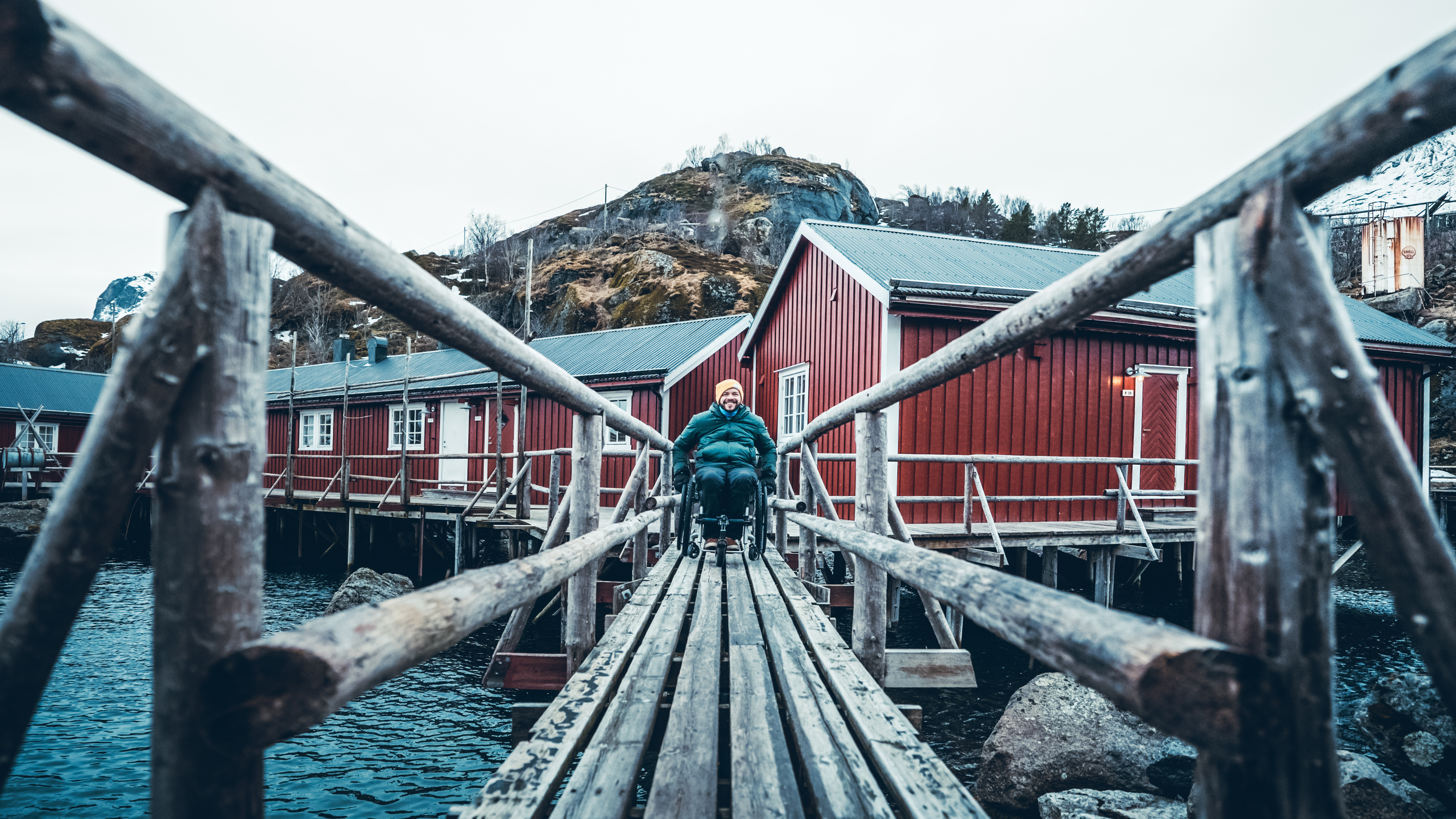 Norwegian red houses red cod paint on houses Lofoten