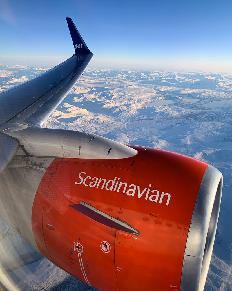 scandinavian airlines norway fjords travel airplane