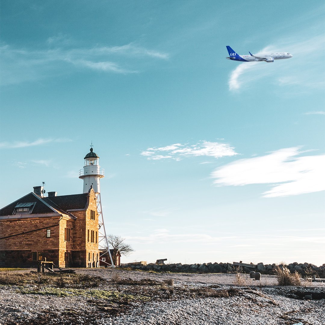 scandinavian airlines denmark lighthouse travel airplane