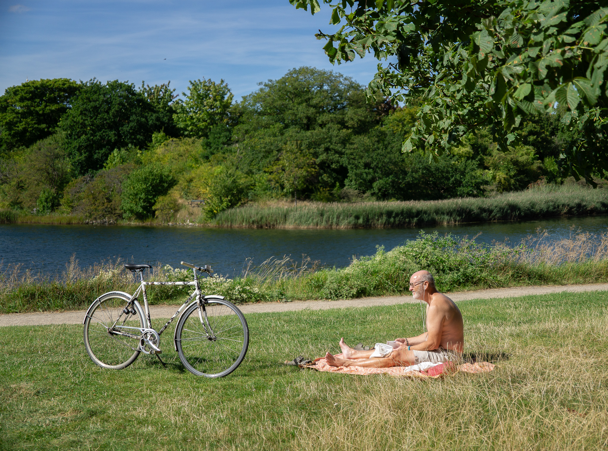 Copenhagen summer family community nature water outdoors sunning bikes