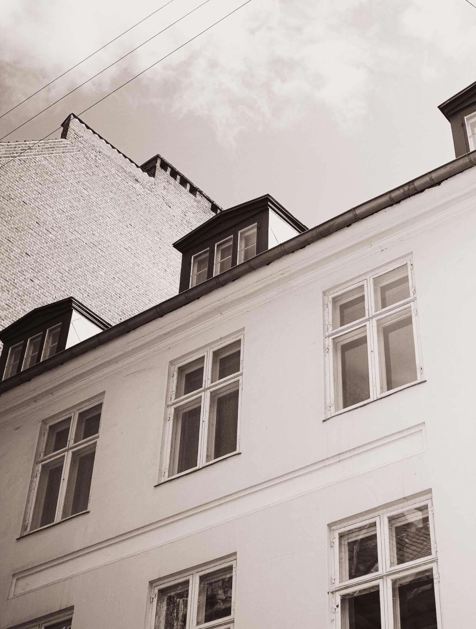 black and white street