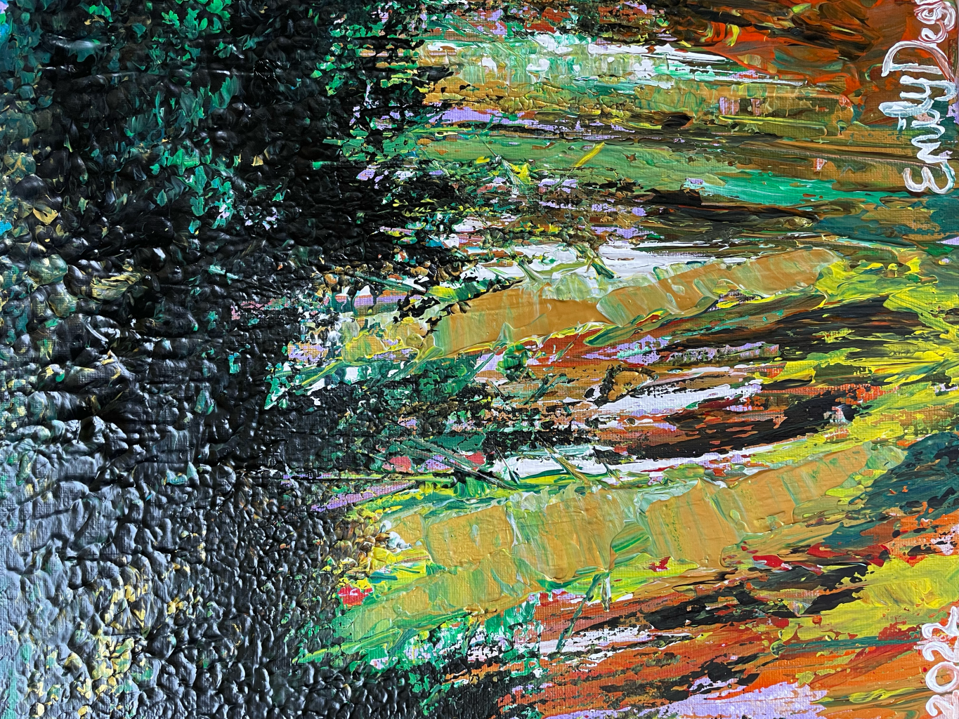 the leaves shimmered canvas painting paint art artist birch trees emily iris degn warmly the wild abstract